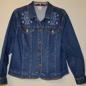 Allison Daley Blue Embroidered Jean‎ Jacket Woman's Western 14P